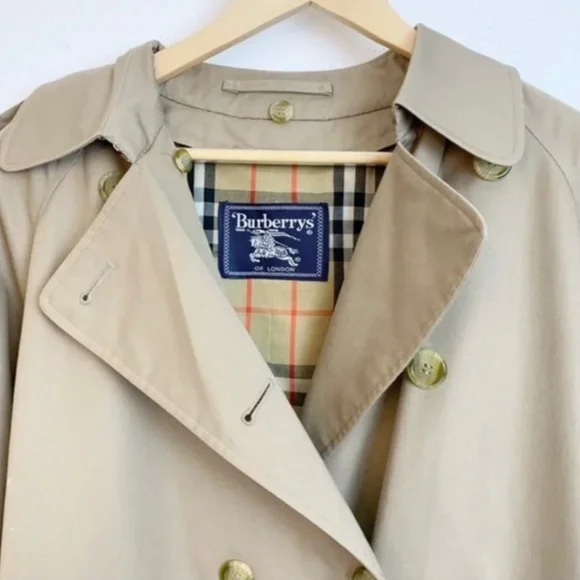 Burberrys LondonVintage Classic Trench Coat Nova Check Lining Size 12 Long